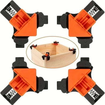 KJB 4PCS Right Angle Fixing Clip Adjustable Corner Clamp Komplet 4 nastavljivih kotnih spon za sestavljanje plošč pod kotom 90°