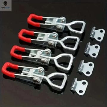 KJB 4 Pack Heavy Duty Adjustable Strap Latch Clamps Komplet 4 nastavljivih vodoravnih zateznih vpenjal, rdeča ročica