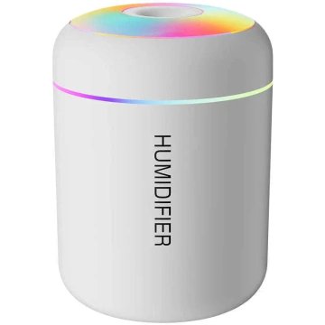KJB Mini Air Humidifier USB Aroma Diffuser for Dry Spaces KJB mini ultrazvočni USB vlažilnik zraka 180 ml z LED osvetlitvijo, bel