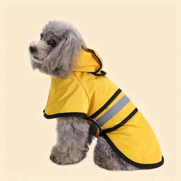 KJB Adjustable Waterproof Dog Raincoat for Dry, Comfortable Walks KJB nastavljiv dežni plašč za psa s kapuco in odsevnimi dodatki, L, rumen