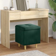 Vidaxl Ottoman s shranjevanjem Temno zelena 40 x 40 x 45 cm Žamet