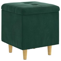 Vidaxl Ottoman s shranjevanjem Temno zelena 40 x 40 x 45 cm Žamet