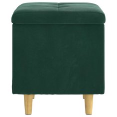 Vidaxl Ottoman s shranjevanjem Temno zelena 40 x 40 x 45 cm Žamet