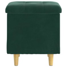 Vidaxl Ottoman s shranjevanjem Temno zelena 40 x 40 x 45 cm Žamet