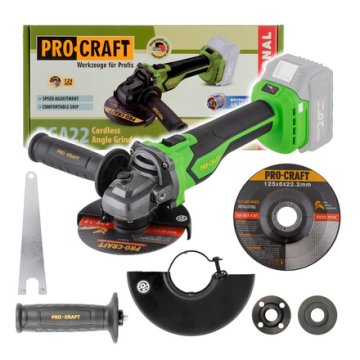 Procraft Akumulatorski kotni brusilnik PGA22 (brez baterije in polnilnika), 125mm