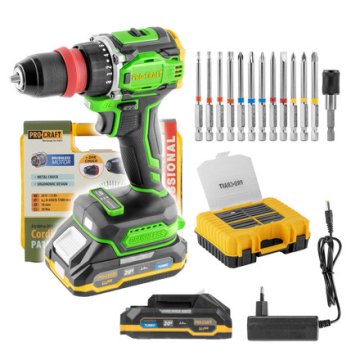 Procraft Akumulatorski vrtalni vijačnik PA18ProDFR2 + komplet nastavkov