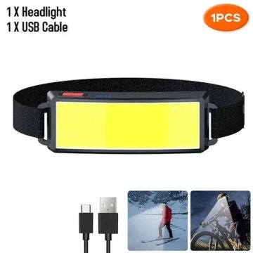 KJB Polnilna COB LED čelna svetilka, 3 načini, izvedba A, 1 kos.