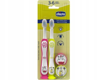 Chicco zobna ščetka za otroke 3-6l, Tiger in Panda 2 kosa.