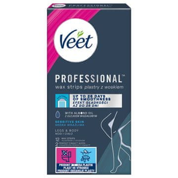 Veet Easy-Gel, depilacijski trakovi za občutljivo kožo, 12 kosov.