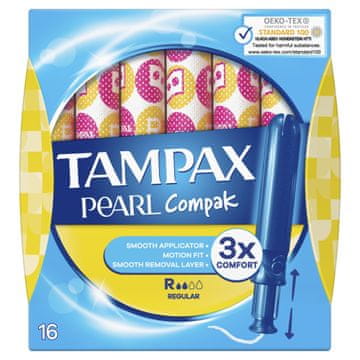 Tampax Pearl Compak higienski tamponi z aplikatorjem, Regular 16 kosov.