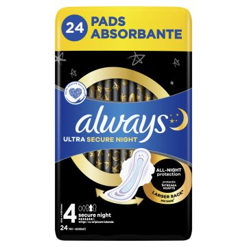 Always Vložki Ultra Secure Night Quattro, 24 kosov