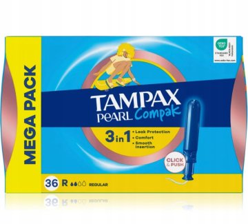 Tampax Pearl Compak higienski tamponi z aplikatorjem, Regular 36 kosov.