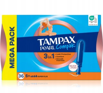 Tampax Pearl Compak higienski tamponi z aplikatorjem, Super Plus 36 kosov.