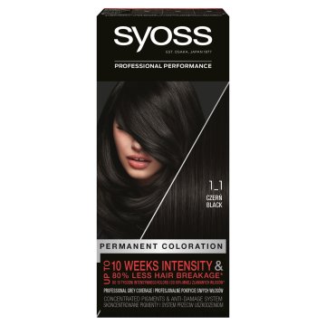 Syoss Permanent Color barva za lase, trajna, št. 1_1 Črna 1 kos.