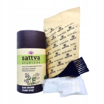Sattva Ayurvedska barva za lase, naravna, zeliščna, temno rjava 150 g