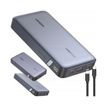 Ugreen Prenosna baterija PB205 25000 mAh PD 145W USB-A / 2x USB-C siva 1 kos.