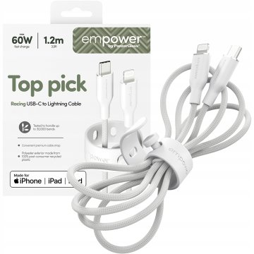 PanzerGlass Kabel USB Type-C - Apple Lightning, 2 m, bel, 1 kos.