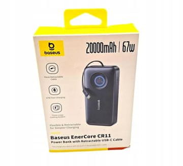 BASEUS EnerCore CR11 prenosna baterija 20000mAh 67W vgrajen USB-C kabel, 1 del.