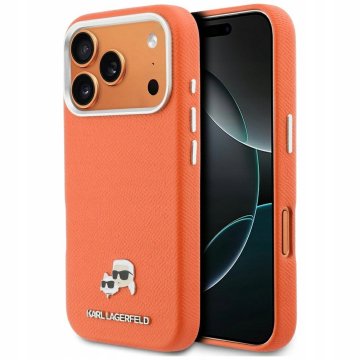 Ovitek Karl Lagerfeld Karl & Choupette MagSafe za iPhone 17 Pro Max oranžen, 1 kos.