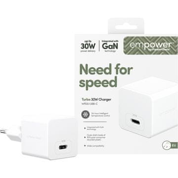 PanzerGlass 30W USB-C GaN stenski polnilnik , hiter in močan, 1 kos.