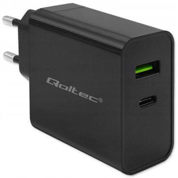 Qoltec polnilnik Super Fast PD 45W 5-20V 2.25-3A 1xUSB tip C 1xUSB 1 kos.