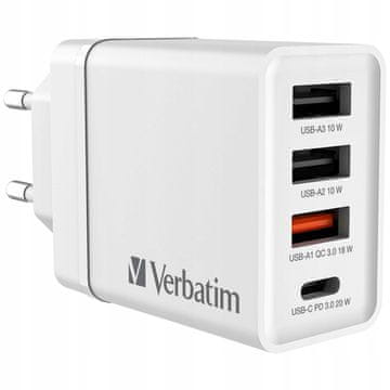 Verbatim CHR-30EU2 30W 49701 PD 3.0 in QC 3.0 4x U 1 kos.
