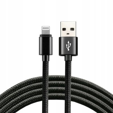 everActive Kabel USB - Apple Lightning, 2 m, črne barve, 1 kos.