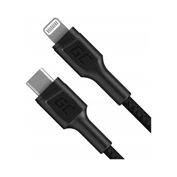 Green Cell Kabel USB Type-C - Apple Lightning, 1 m, črne barve, 1 kos.