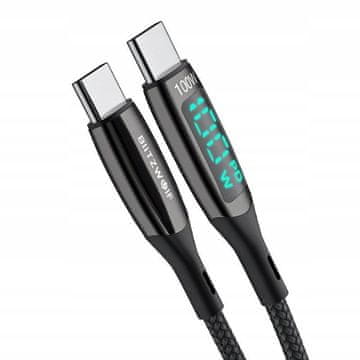 Blitzwolf USB Type-C - USB Type-C kabel 1,8 m črne barve 1 kos.
