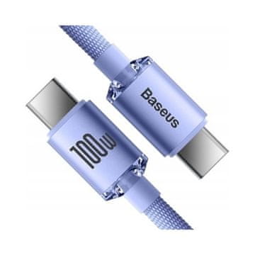 BASEUS Crystal Shine USB-C - USB-C kabel 2m 100W vijoličen 1 kos.