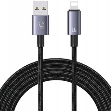 USAMS Kabel USB - Apple Lightning, 2 m, črne barve, 1 kos.