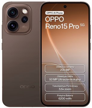 Oppo Reno 15 Pro 5G pametni telefon 12/512GB 6.32" 120Hz rjave barve 1 kos.