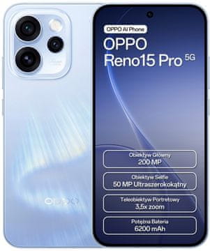 Oppo Reno 15 Pro 5G pametni telefon 12/512GB 6.32" 120Hz moder 1 kos.