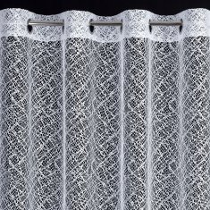 Eurofirany Enojna zavesa bela čipkasta 300 cm x 250 cm na obročih 1 kos.