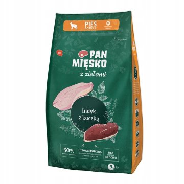 Pan Mięsko Suha pasja hrana Mr. Meat s puranjim in račjim čipsom M z zelišči 20 1 kos.