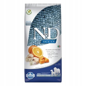 Farmina N&D Ocean Cod z bučo in pomarančo hrana za pse 12 kg 1 kos.