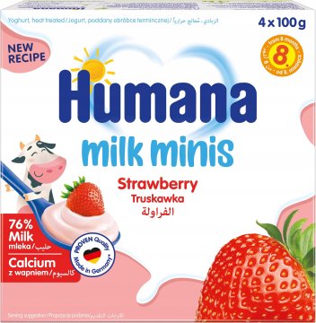 Humana Milk Minis jagodni jogurtov desert 4x100 g