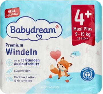 Plenice Premium, 4+ Maxi Plus, 9-15 kg 36 kosov.
