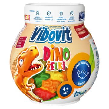 Teva VIBOVIT Dino gumijasti bonboni z vitamini in minerali za otroke, 50 gumijastih bonbonov
