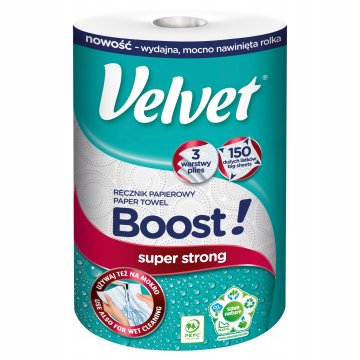 VELVET Boost! 3-slojna papirnata brisača, 1 kos.