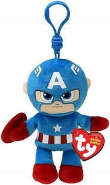 TY Obesek za ključe Beanie Babies, Kapitan Amerika, višina 8,5 cm 1 kos.