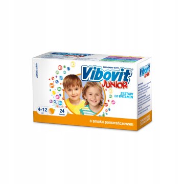 Teva Vibovit Junior vrečke, okus pomaranče, 4+, prehransko dopolnilo 24 kosov.