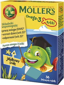 L&L Omega-3 ribji žele bonboni, okus jabolka, prehransko dopolnilo 36 kosov.