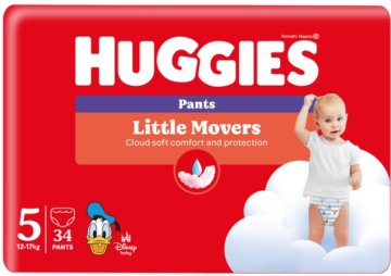 Huggies Plenice Little Movers Pants, velikost 5, 12-17 kg, 34 kosov.