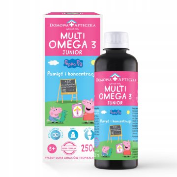 Domowa Apteczka Komplet prve pomoči Multi Omega 3 Junior Peppa Pig, tropski okus, tekočina 250 ml