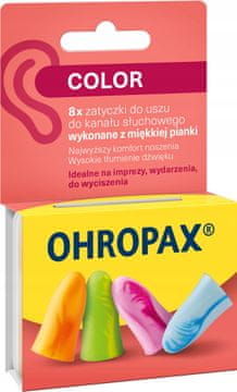 Ohropax Color mehki penasti čepki za ušesa, 8 kosov.
