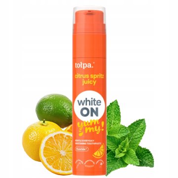 Zobna pasta WHITE ON Yummy! za beljenje zob, Citrus Spritz Juicy 60 g