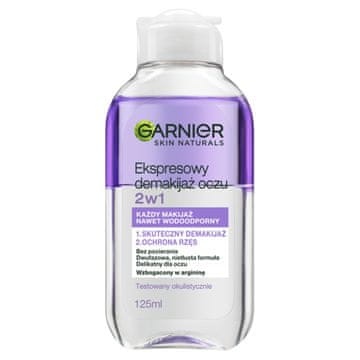 Garnier Skin Naturals odstranjevalec ličil, 2 v 1, mini 125 ml