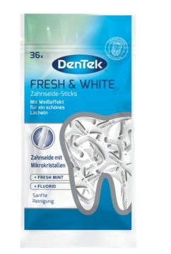 DenTek Zobna nitka Fresh & White z zobotrebcem 36 kosov.
