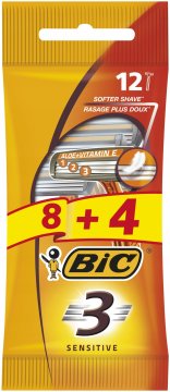 Bic 3 Občutljive moške britvice, 3 rezila, 12 kosov.